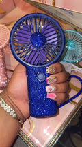 Royal Blue Crystal Bedazzled Handheld Fan