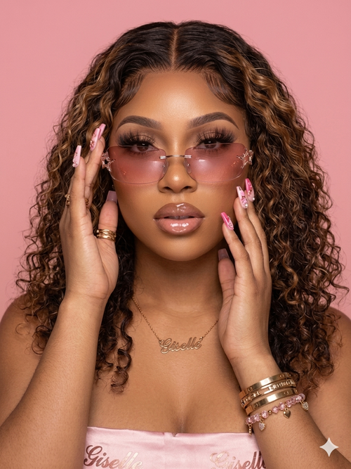 Super Star Shades - pink rimless sunglasses with star accents